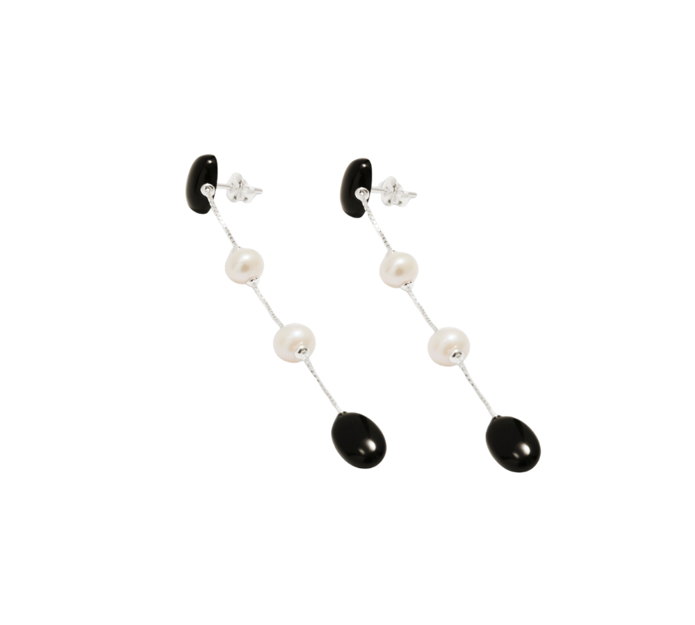 Dualism Long hængeøreringe - sølv